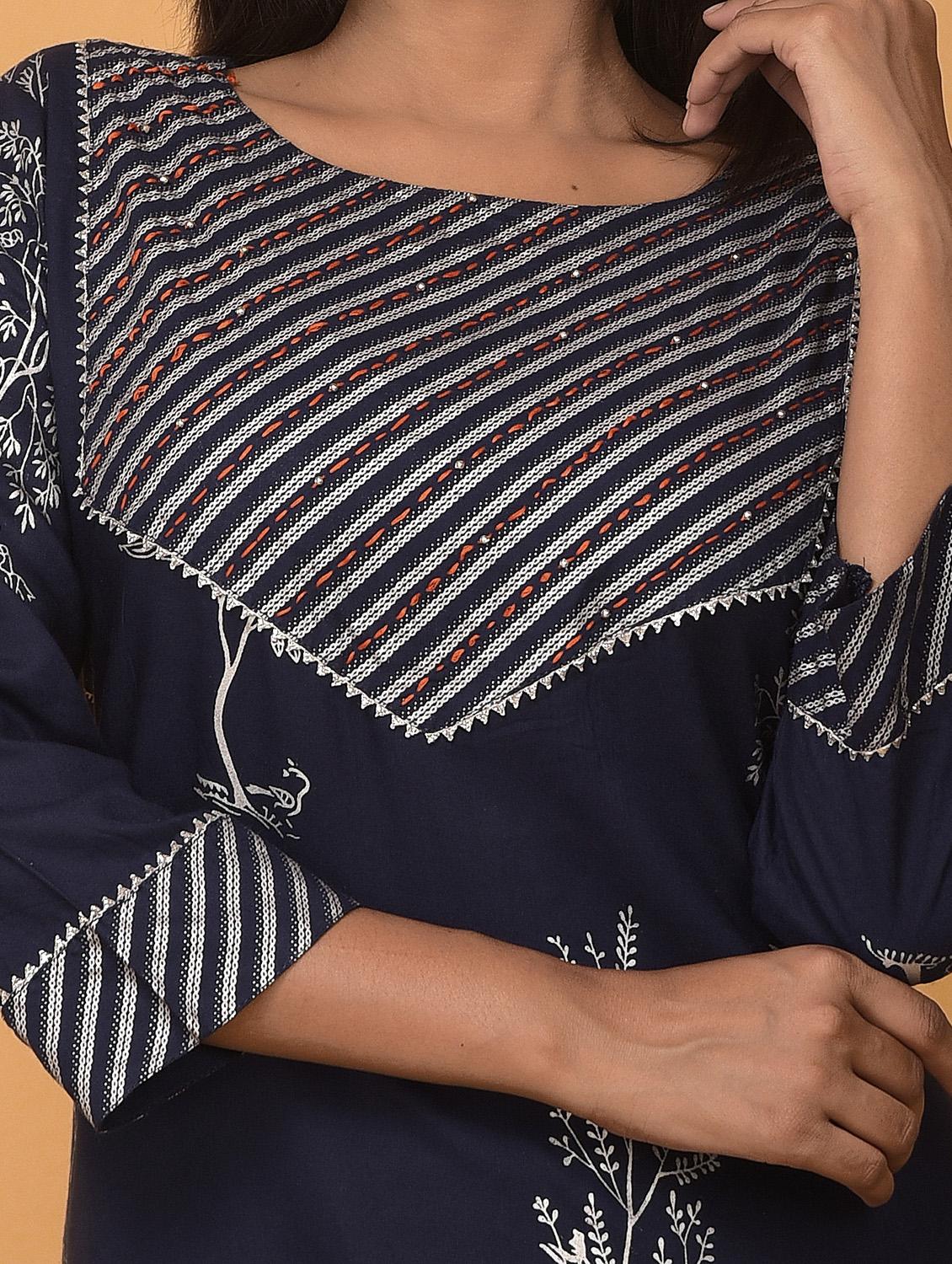 navy blue rayon suit set - 17872847 - Standard Image - 8