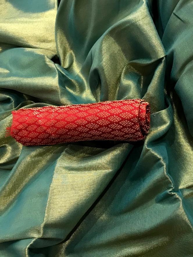 tissue cotton saree with brocade blouse - 17873002 - Zoom Image - 0