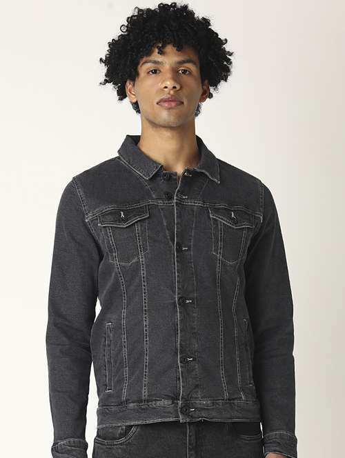【JentLouis】Washed Denim Jacket ブラック Washed ファッション 【JentLouis】Washed Denim Jacket ブラック