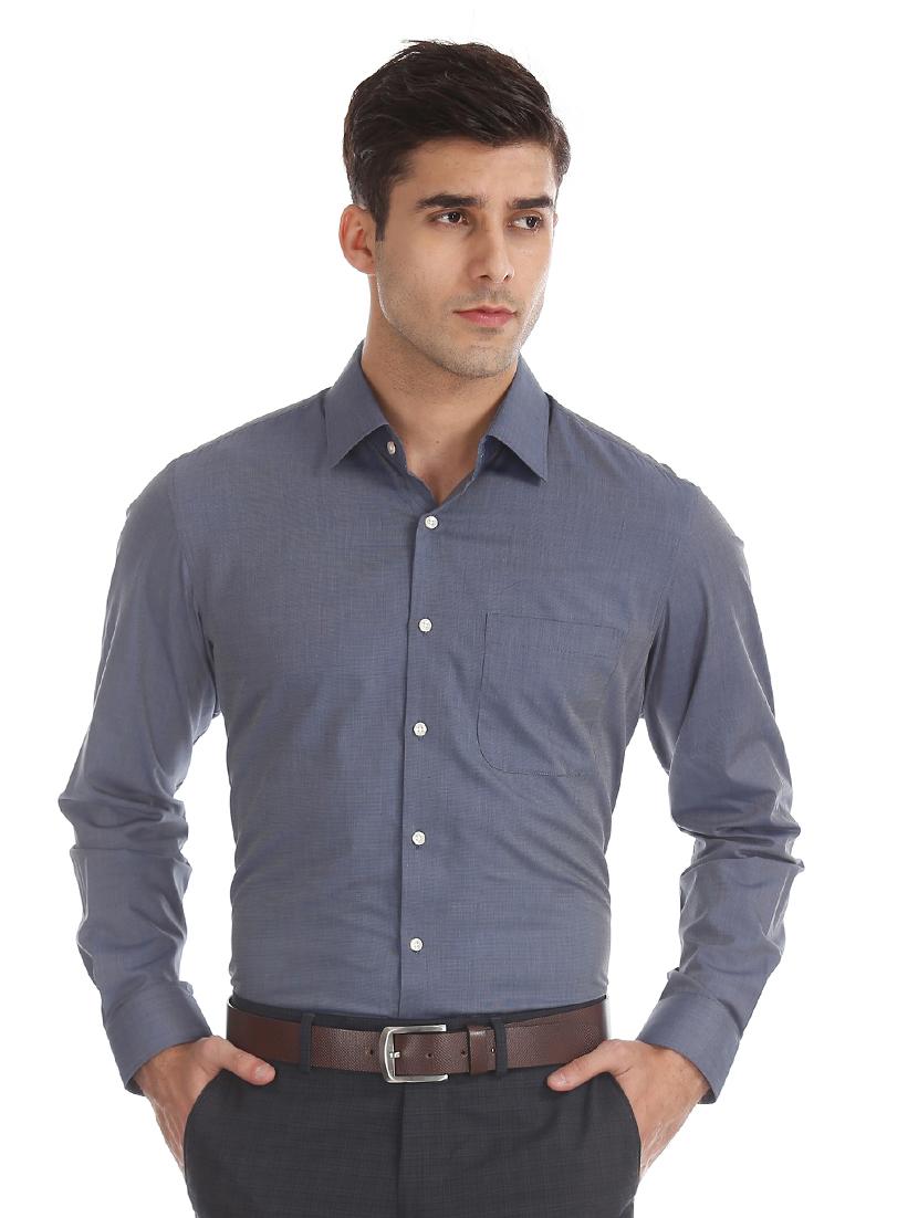 dark blue solid formal shirt - 17873804 -  Zoom Image - 0