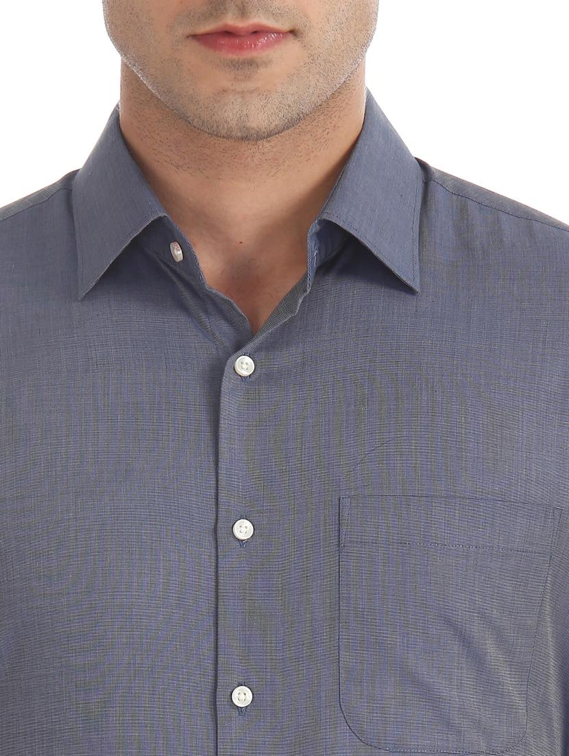 dark blue solid formal shirt - 17873804 - Standard Image - 5