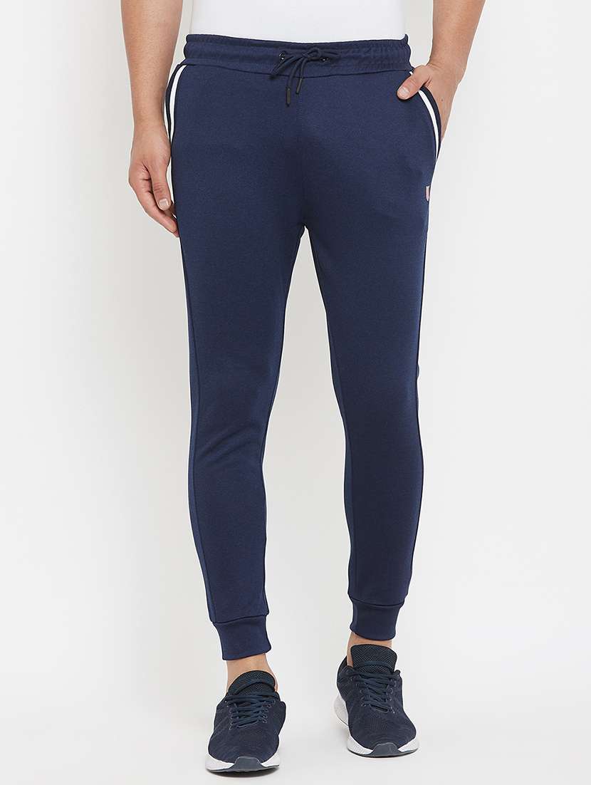 navy blue solid joggers