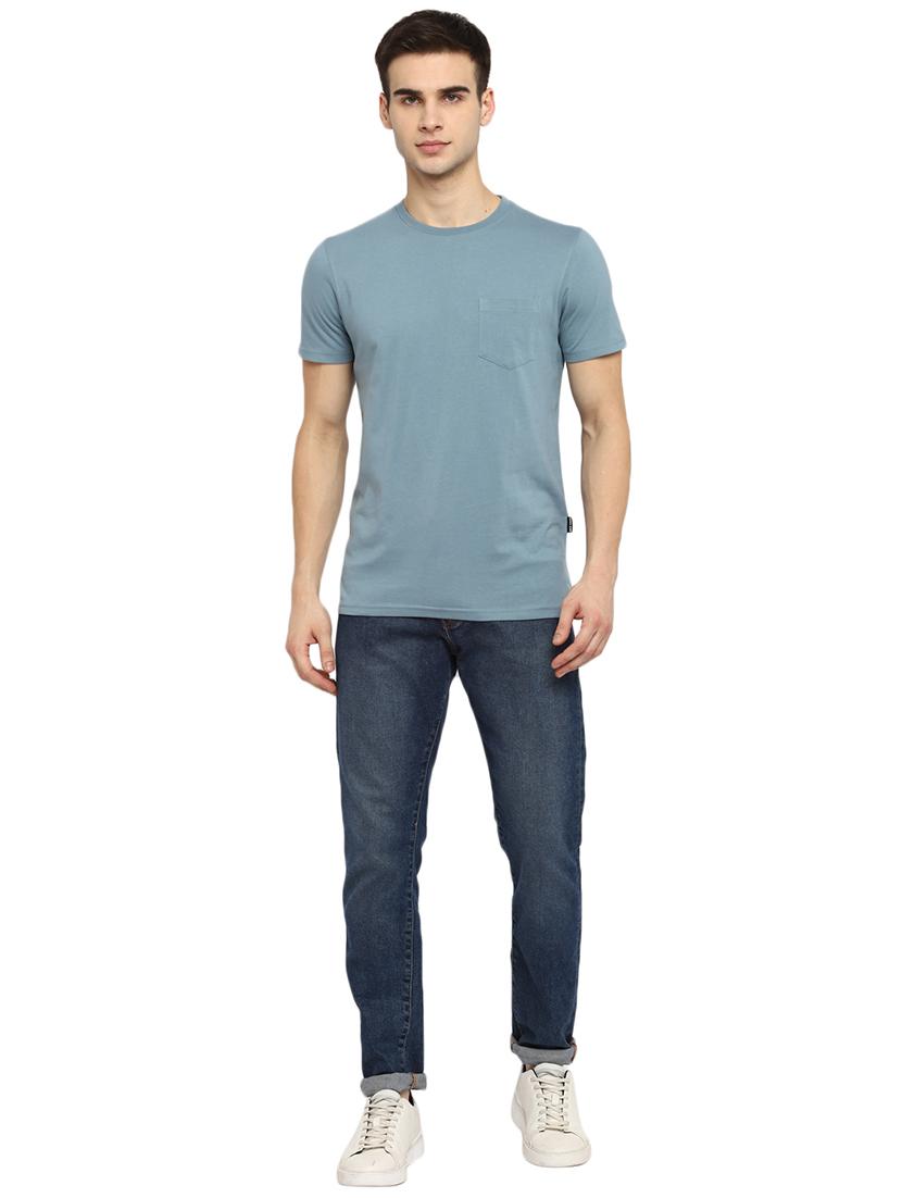 blue solid pocket t-shirt - 17874295 - Standard Image - 3