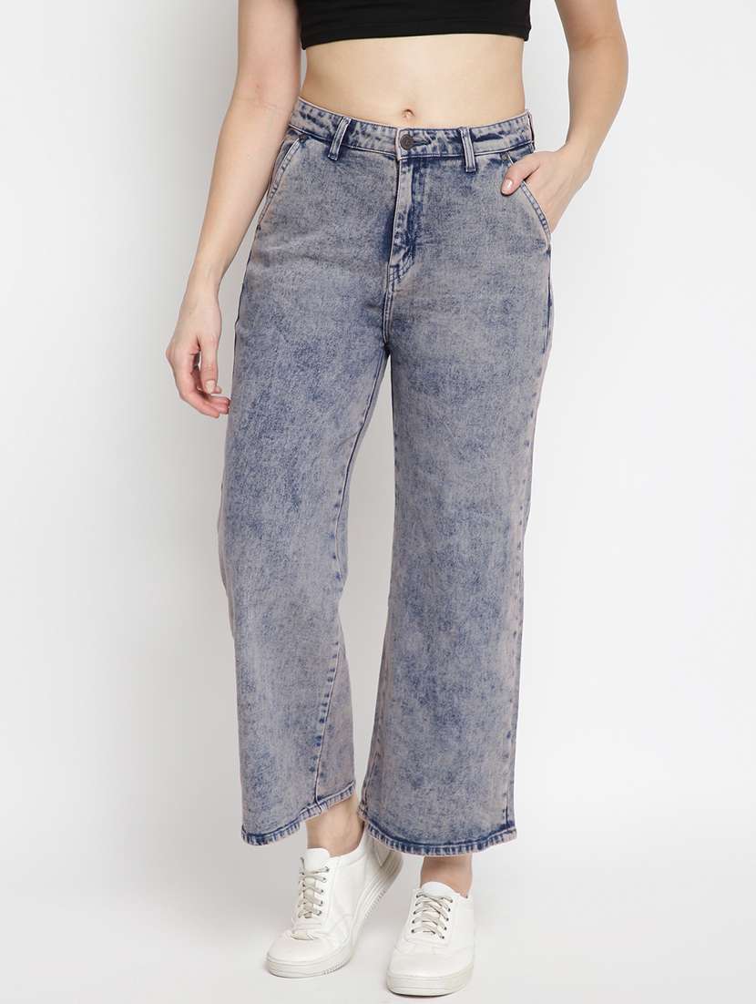 women's plain wide leg jeans