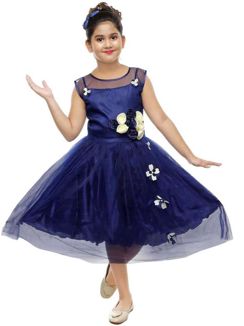 negup midi/knee length beach wear dress  (blue, sleeveless) - 17874841 -  Standard Image - 3