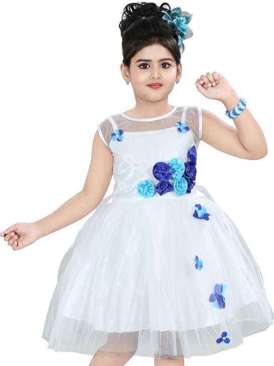 negup girls midi/knee length party dress white (multicolor, sleeveless) - 17874922 -  Standard Image - 5
