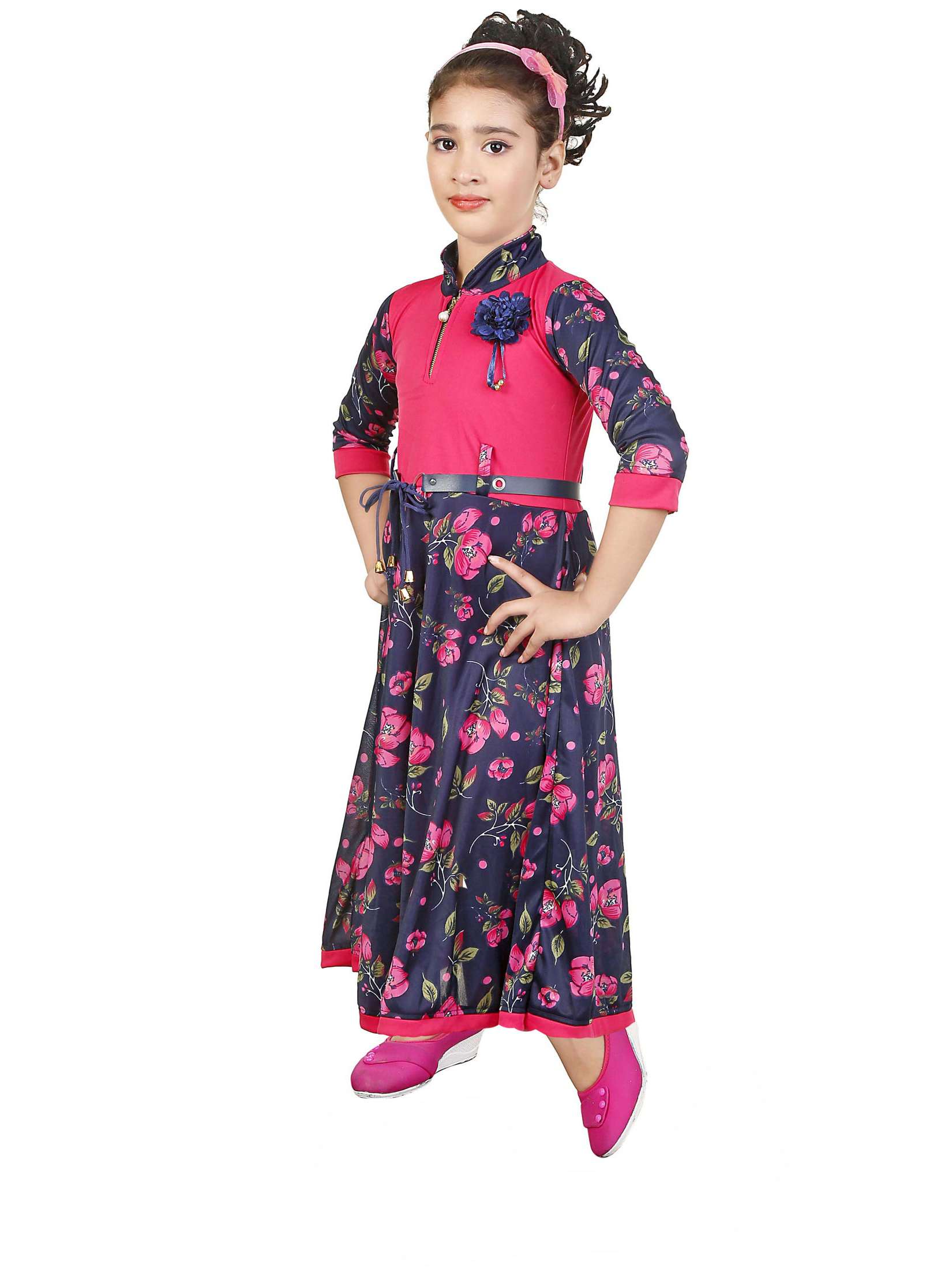 negup girls maxi/full length festive/wedding dress  (multicolor, 3/4 sleeve) - 17874962 -  Standard Image - 3