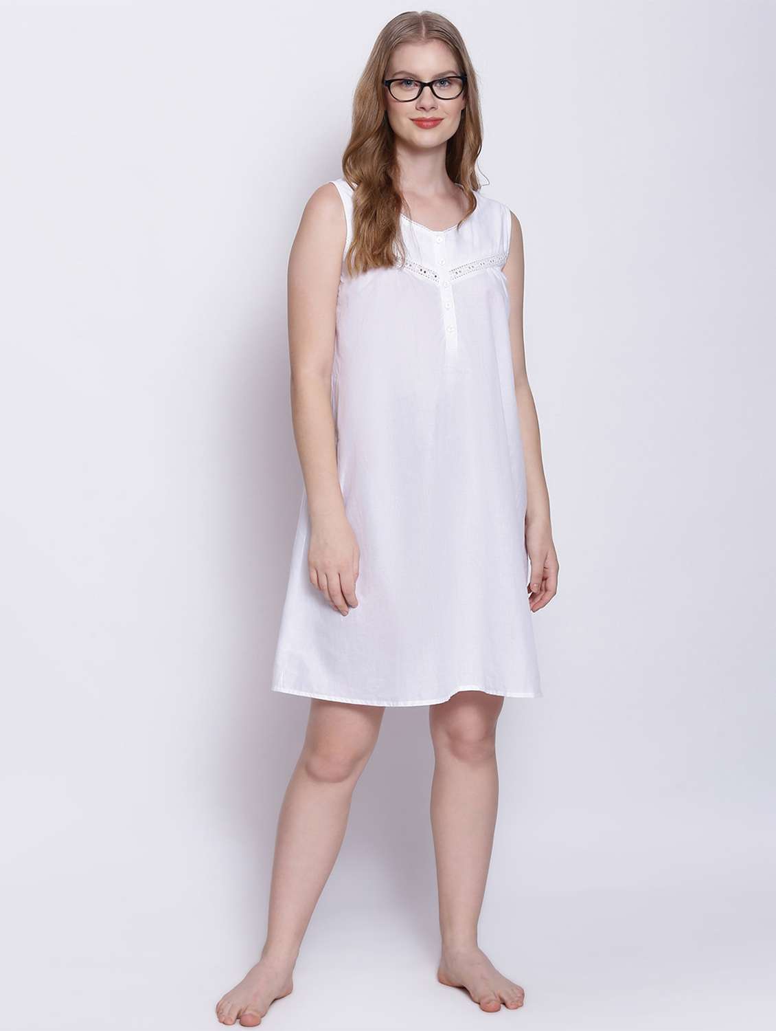 round neck solid sleepshirt - 17875187 - Standard Image - 5