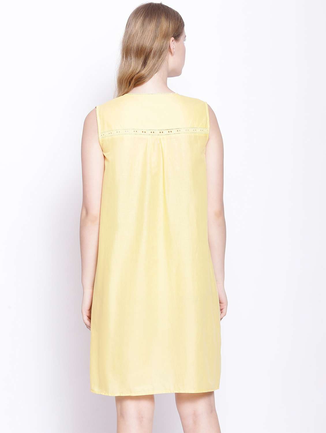 solid yellow round neck solid sleepshirt  - 17875190 -  Standard Image - 3
