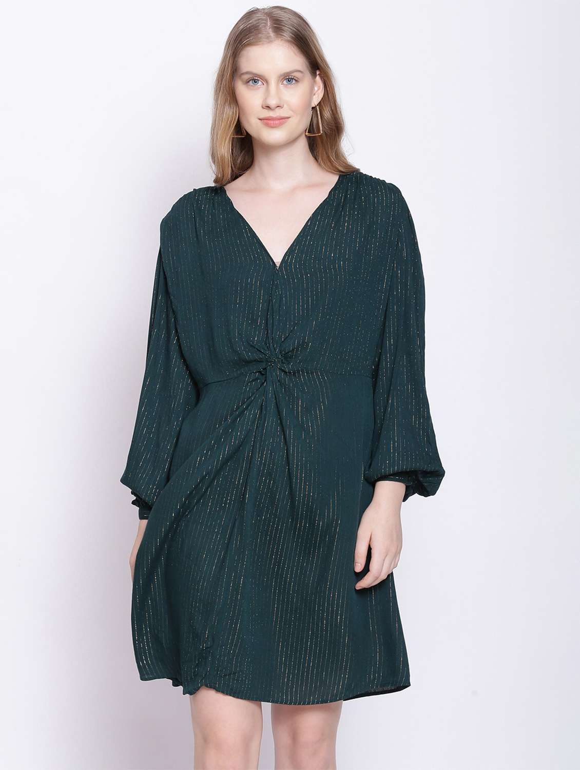 women's belted striped dress