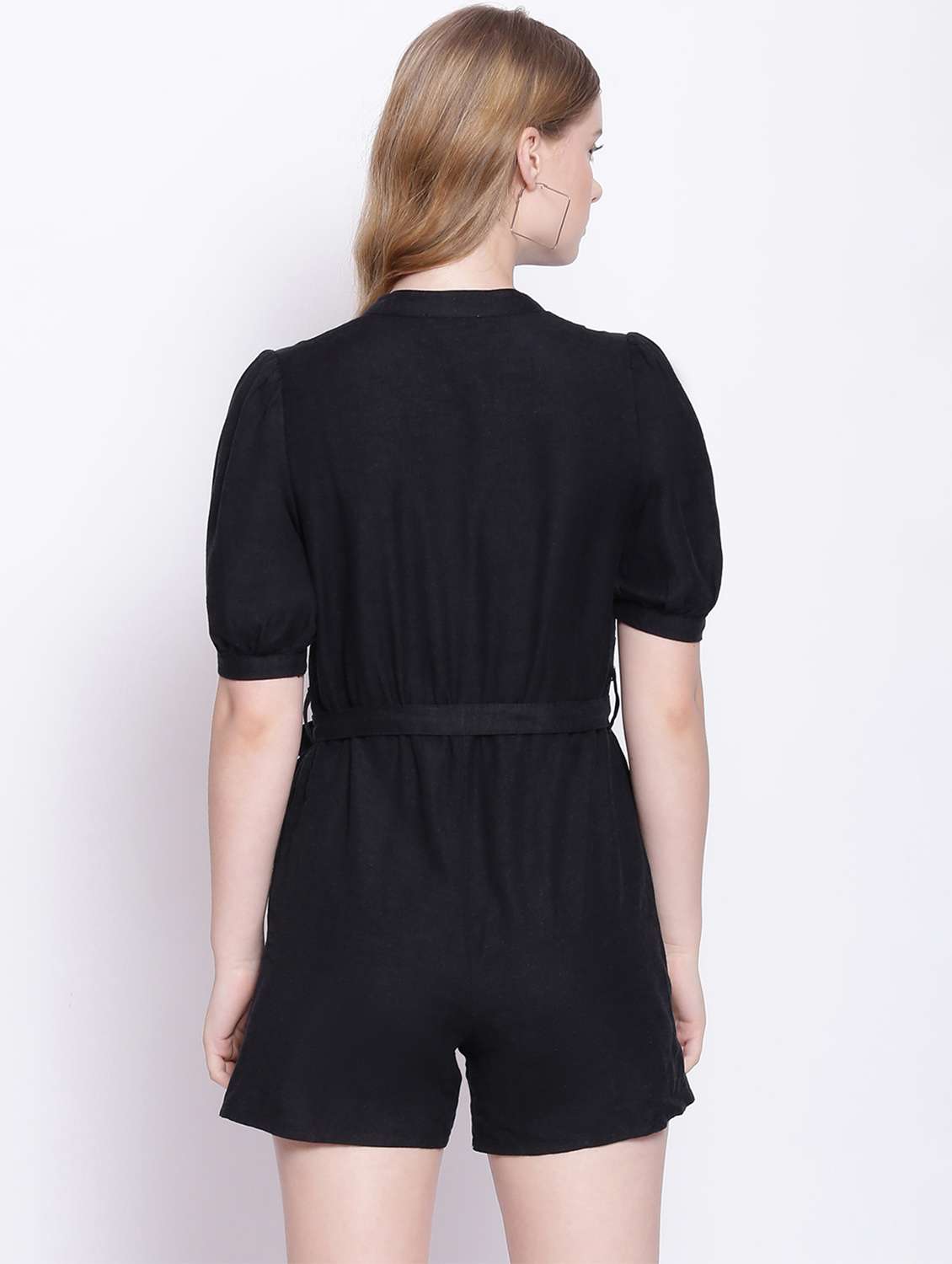 tie front solid romper  - 17875202 -  Standard Image - 3
