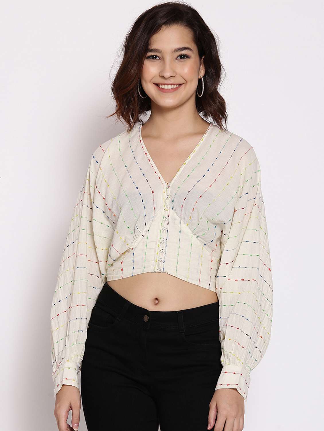 women's crop v neck top - 17875208 -  Zoom Image - 0