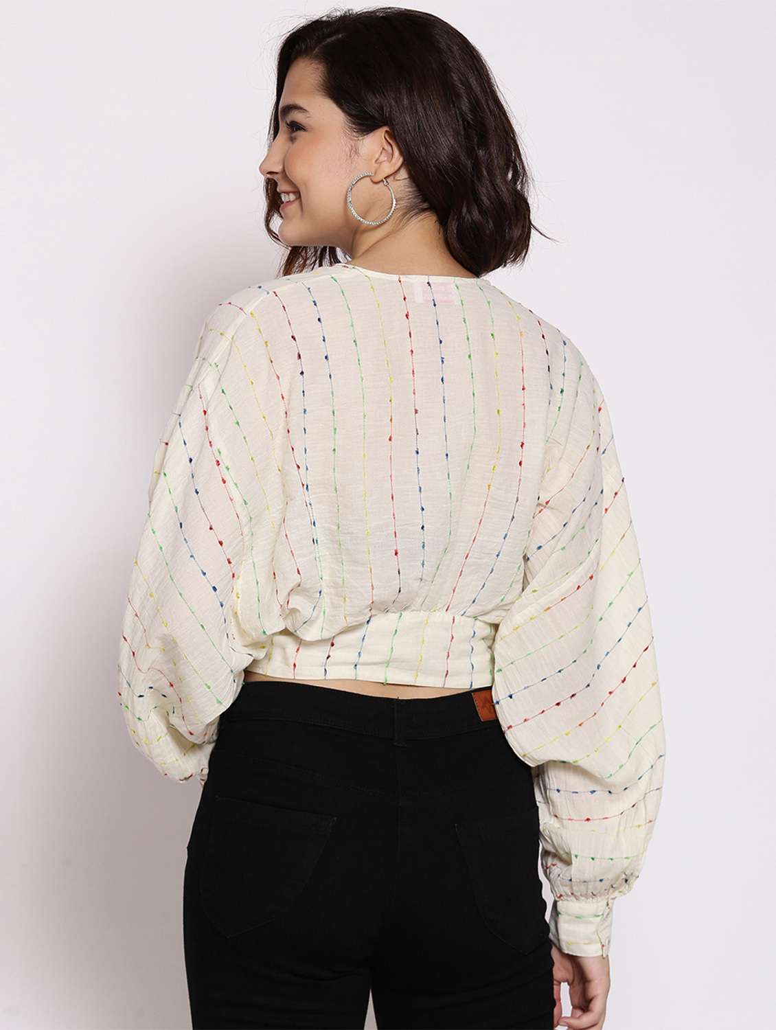 women's crop v neck top - 17875208 - Standard Image - 3
