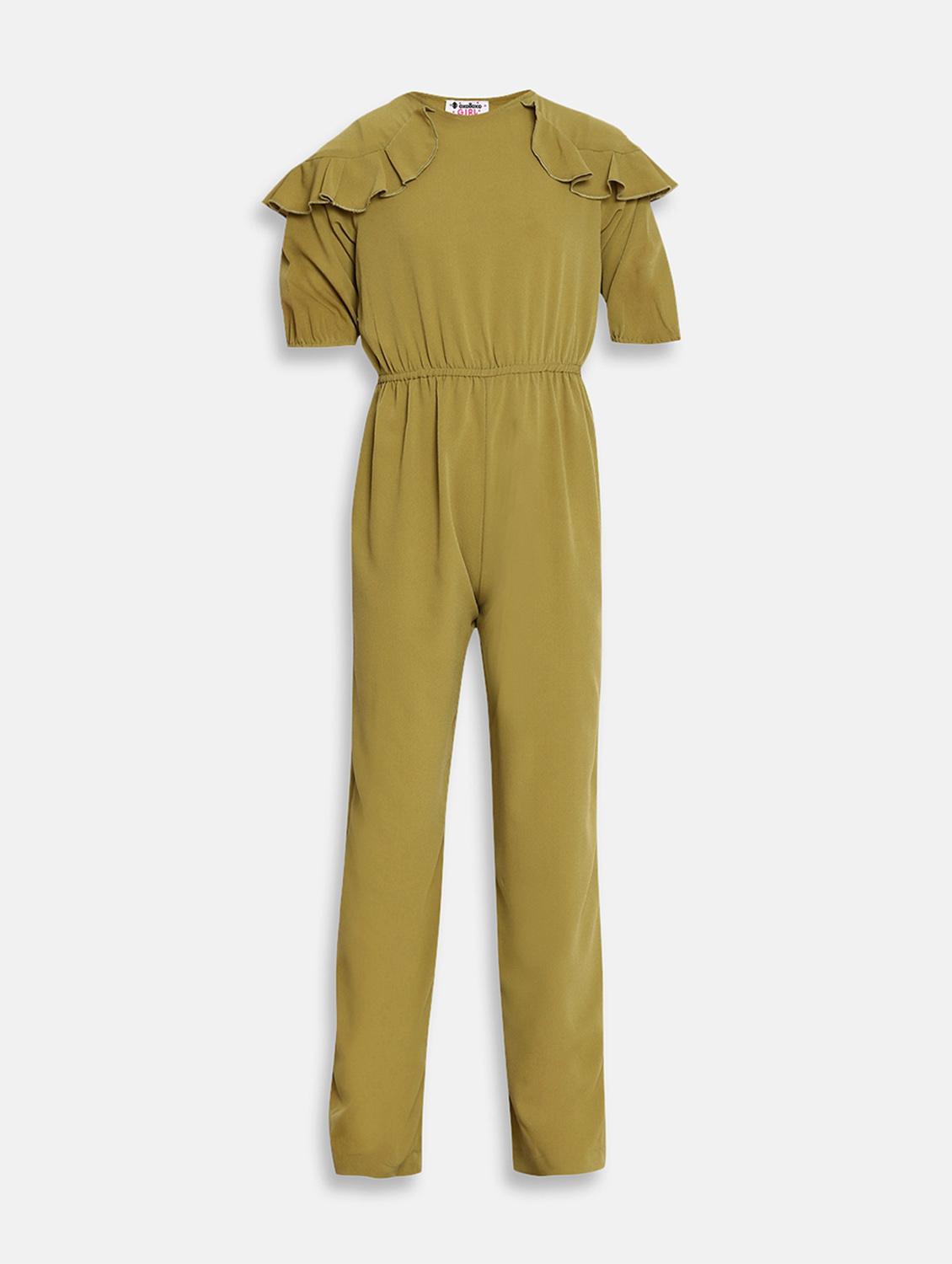 olive green solid full length jumpsuit - 17875340 - Zoom Image - 0