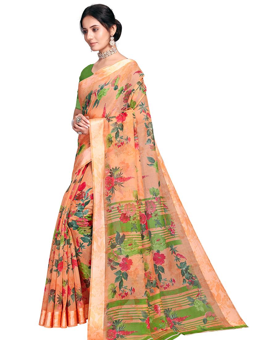 floral woven saree with blouse - 17875945 - Zoom Image - 0