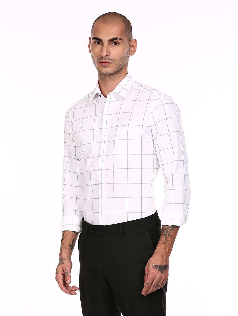 white checkered formal shirt