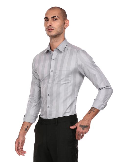 grey self design formal shirt - 17876105 - Standard Image - 0