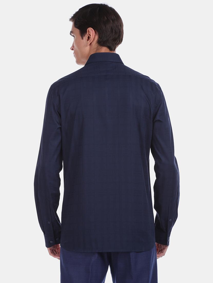navy blue checkered formal shirt - 17876128 - Standard Image - 3