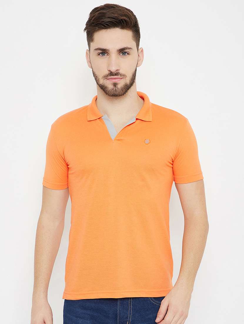 orange solid polo t-shirt - 17876913 - Zoom Image - 0