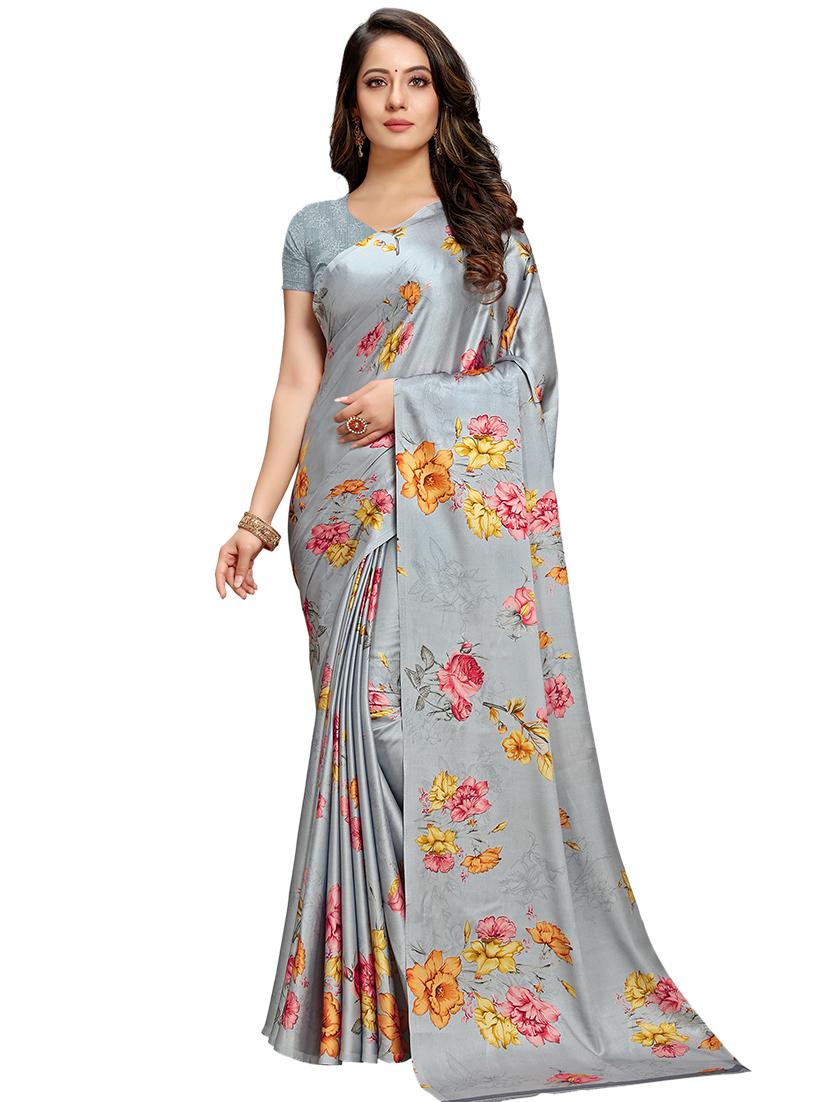 floral printed saree with blouse - 17882711 - Zoom Image - 0