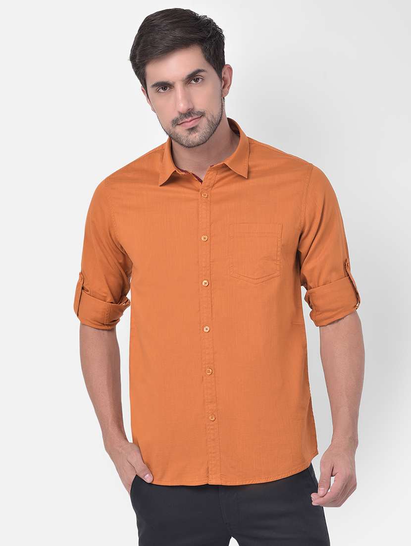 orange solid casual shirt - 17882894 - Zoom Image - 0