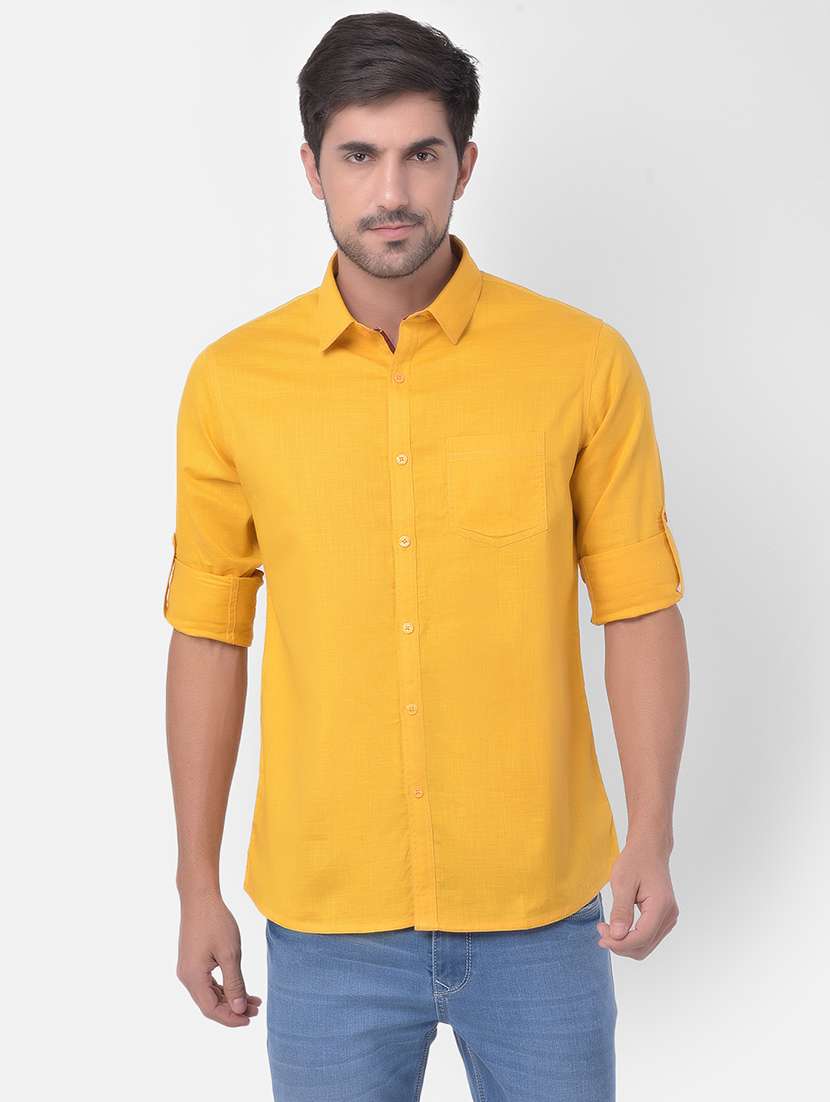 yellow solid casual shirt - 17882895 -  Zoom Image - 0