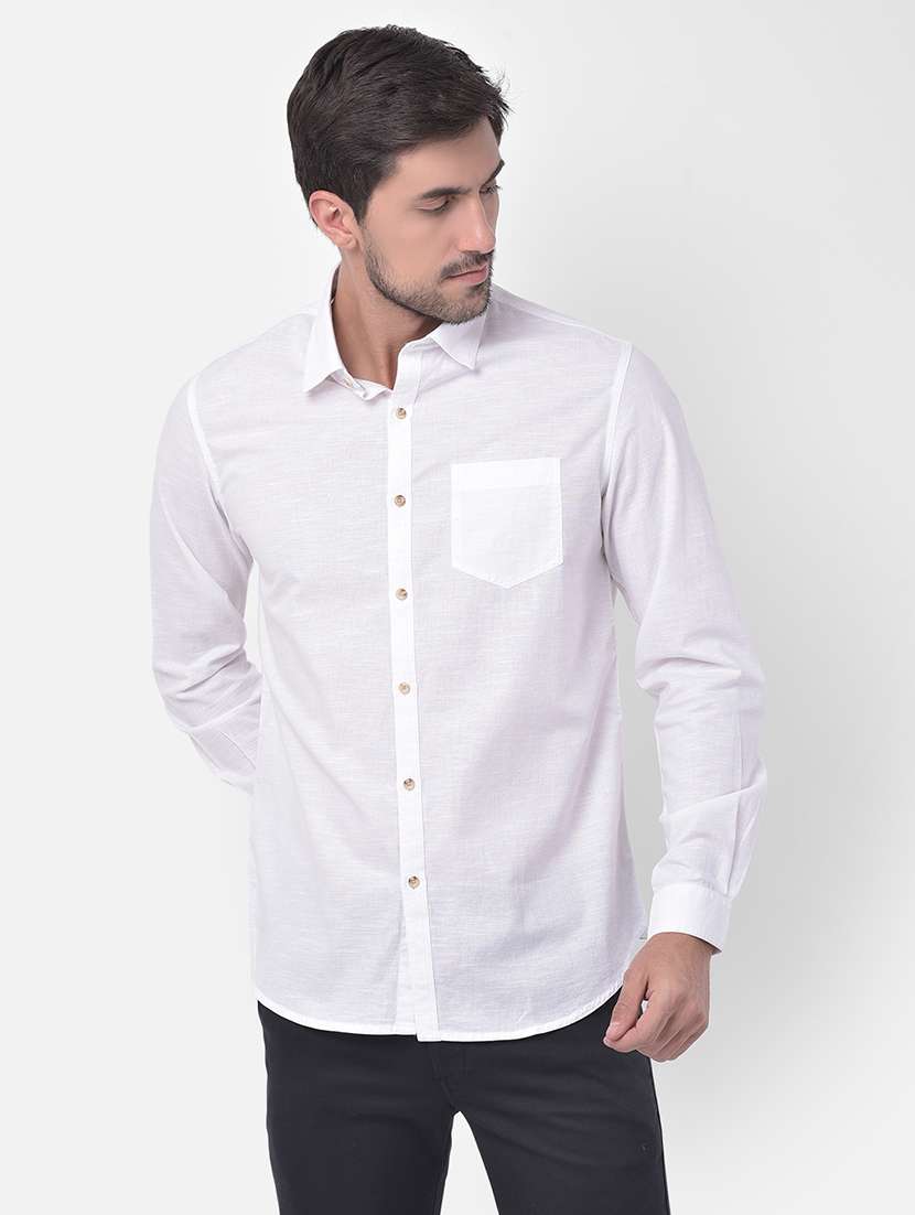 white solid casual shirt - 17882898 -  Zoom Image - 0