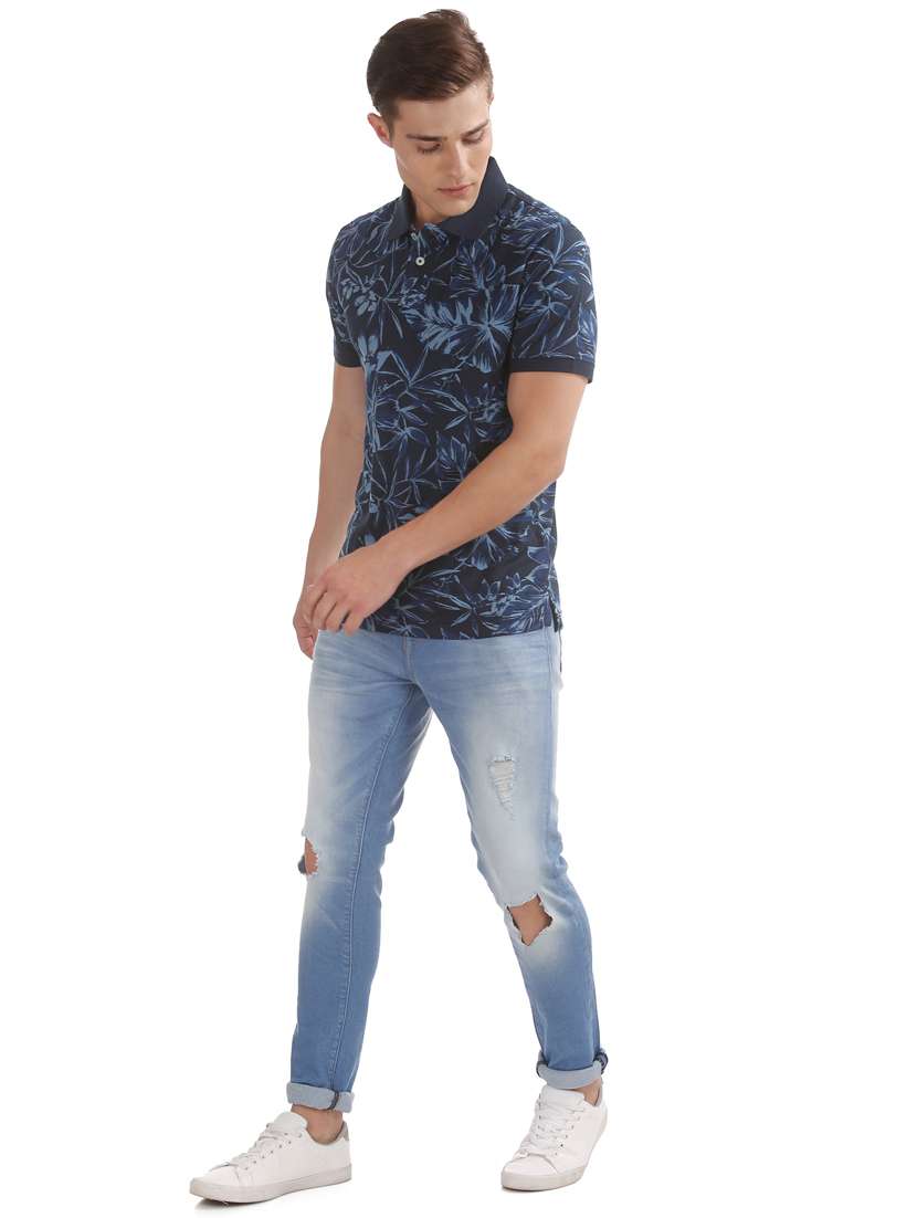 light blue light washed distresses denim jean - 17882924 - Standard Image - 3