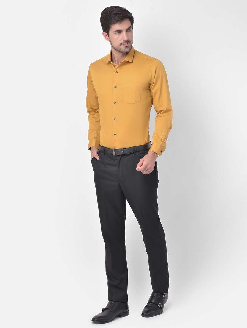 mustard solid formal shirt - 17883073 - Standard Image - 3