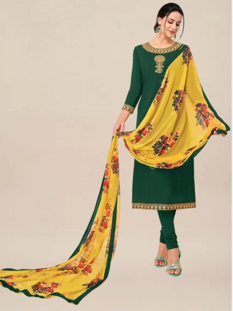 chanderi cotton embroidered suit for women - 17883637 - Standard Image - 3