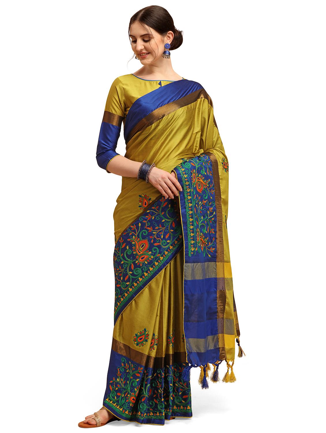 contrast embroidered saree - 17883795 - Zoom Image - 0