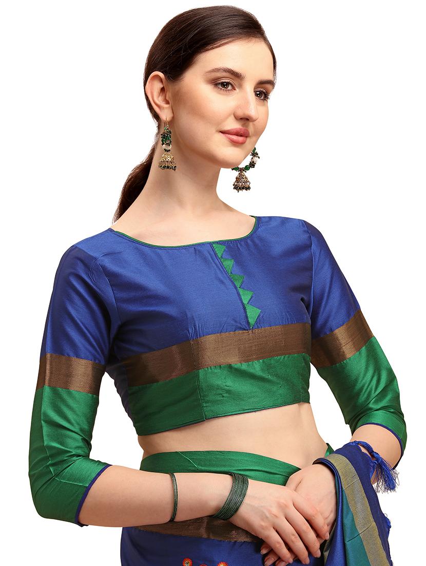 contrast embroidered saree - 17883805 - Standard Image - 3