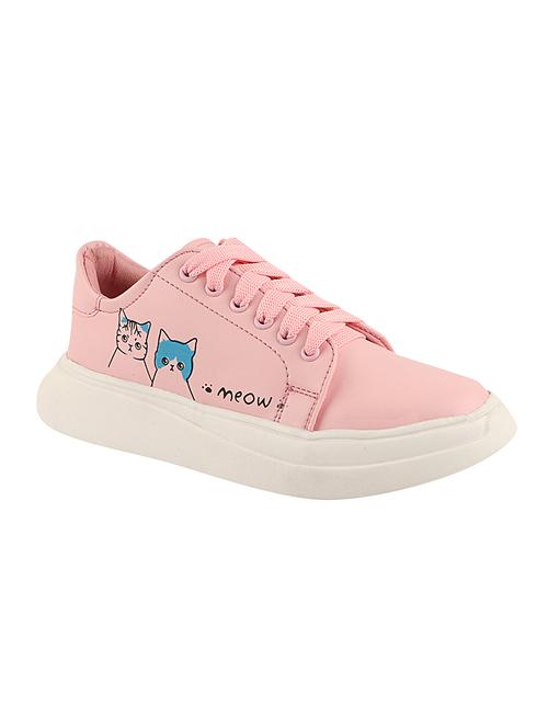 pink synthetic laceup casual shoes - 17885296 -  Standard Image - 0