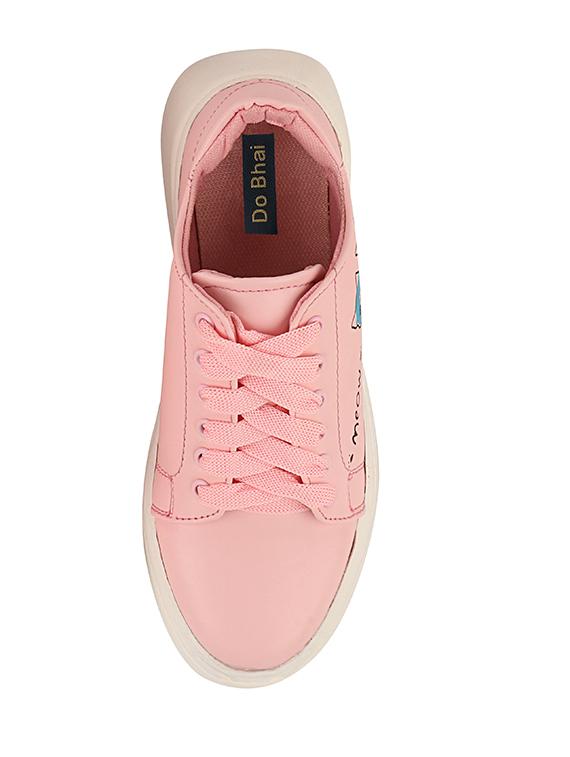 pink synthetic laceup casual shoes - 17885296 - Standard Image - 5