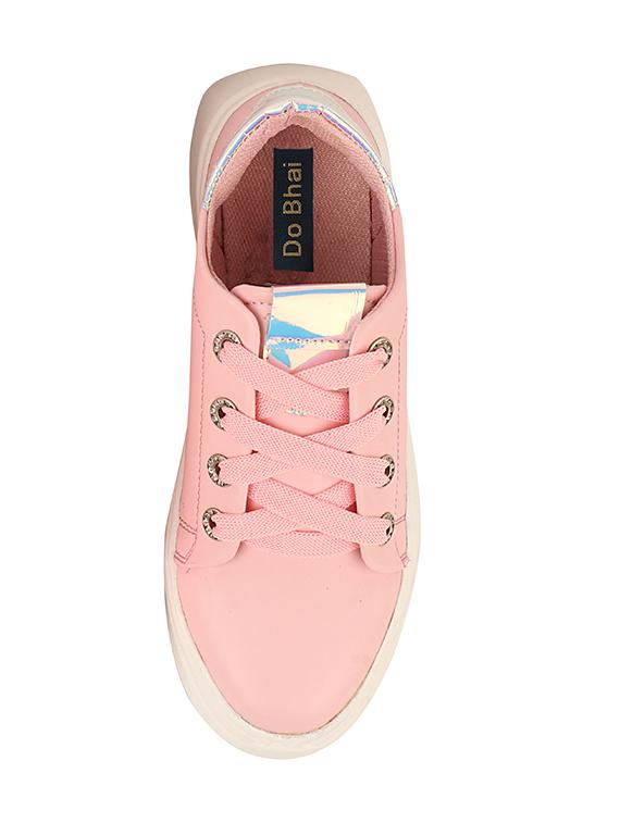 pink synthetic laceup casual shoes - 17885306 - Standard Image - 5