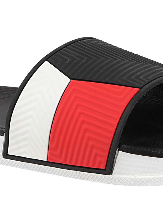 black rubber slip on flip flops - 17885317 -  Standard Image - 3