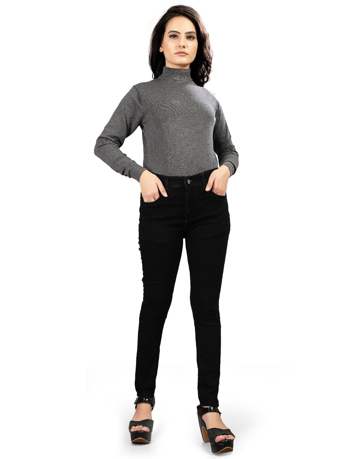 mid rise solid denim jeans - 17885770 - Standard Image - 3