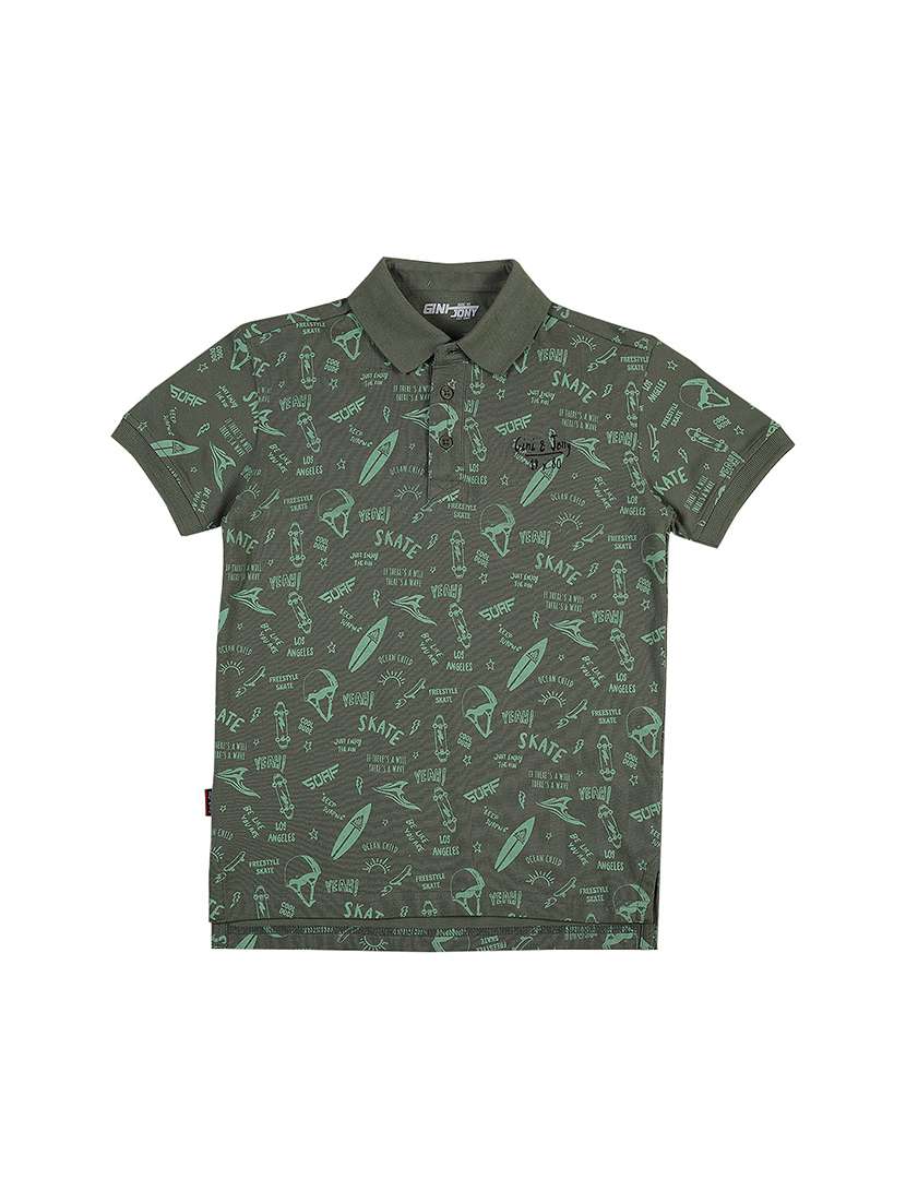 polo neck printed t-shirt