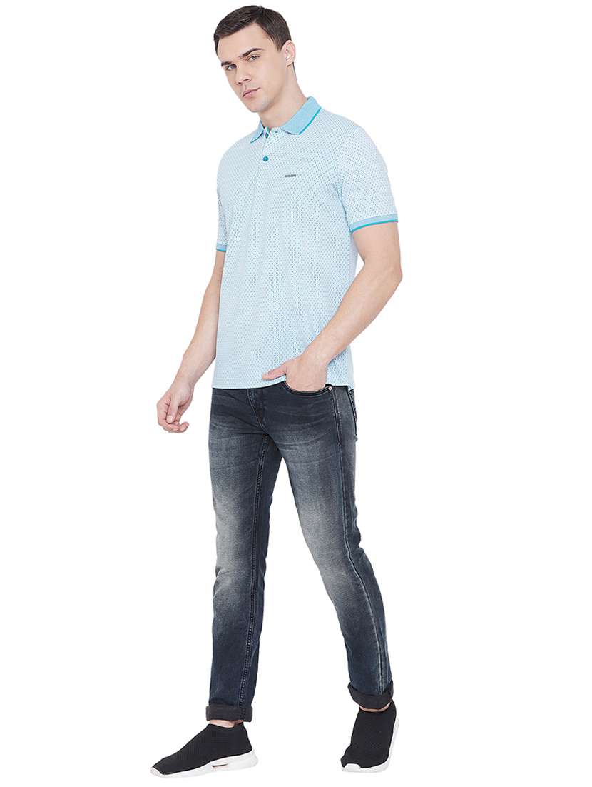 blue self design polo t-shirt - 17887161 -  Standard Image - 3