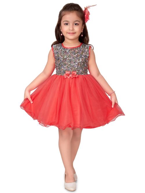 red net sequined frock - 17887326 - Standard Image - 0