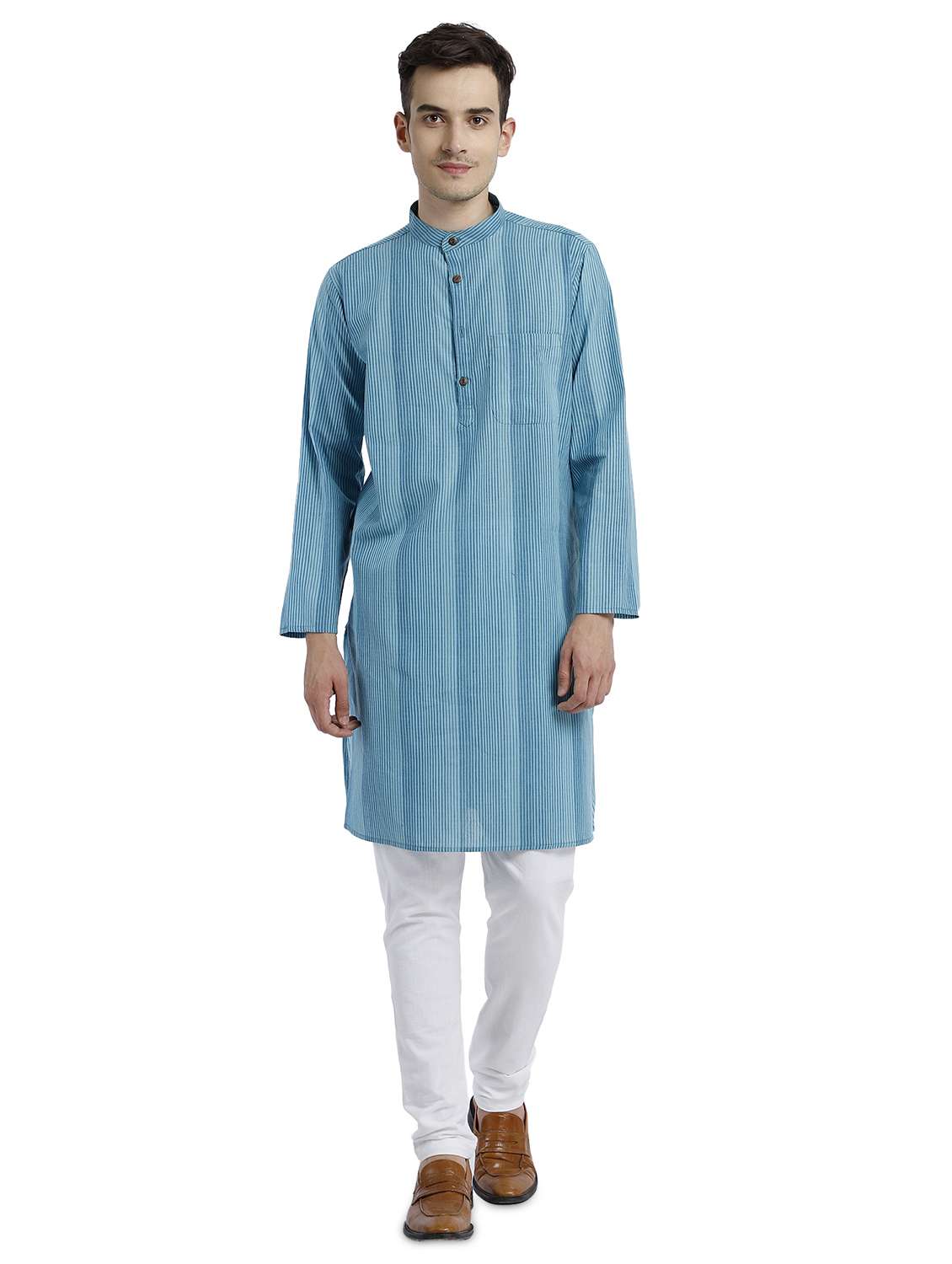 blue striped long kurta