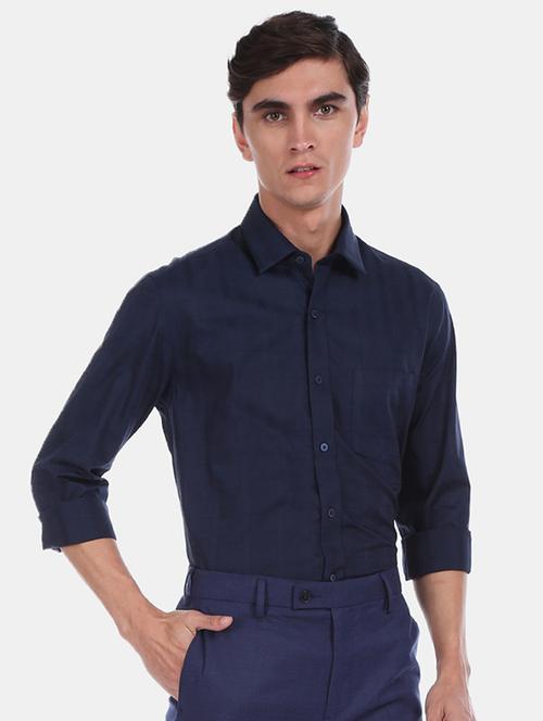 navy blue checkered formal shirt - 17888142 -  Standard Image - 0