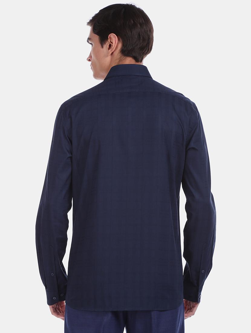 navy blue checkered formal shirt - 17888142 - Standard Image - 3