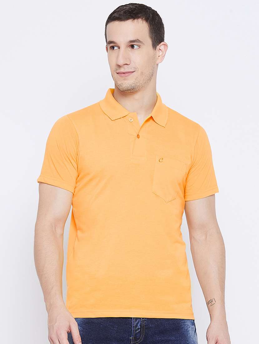orange solid polo t-shirt