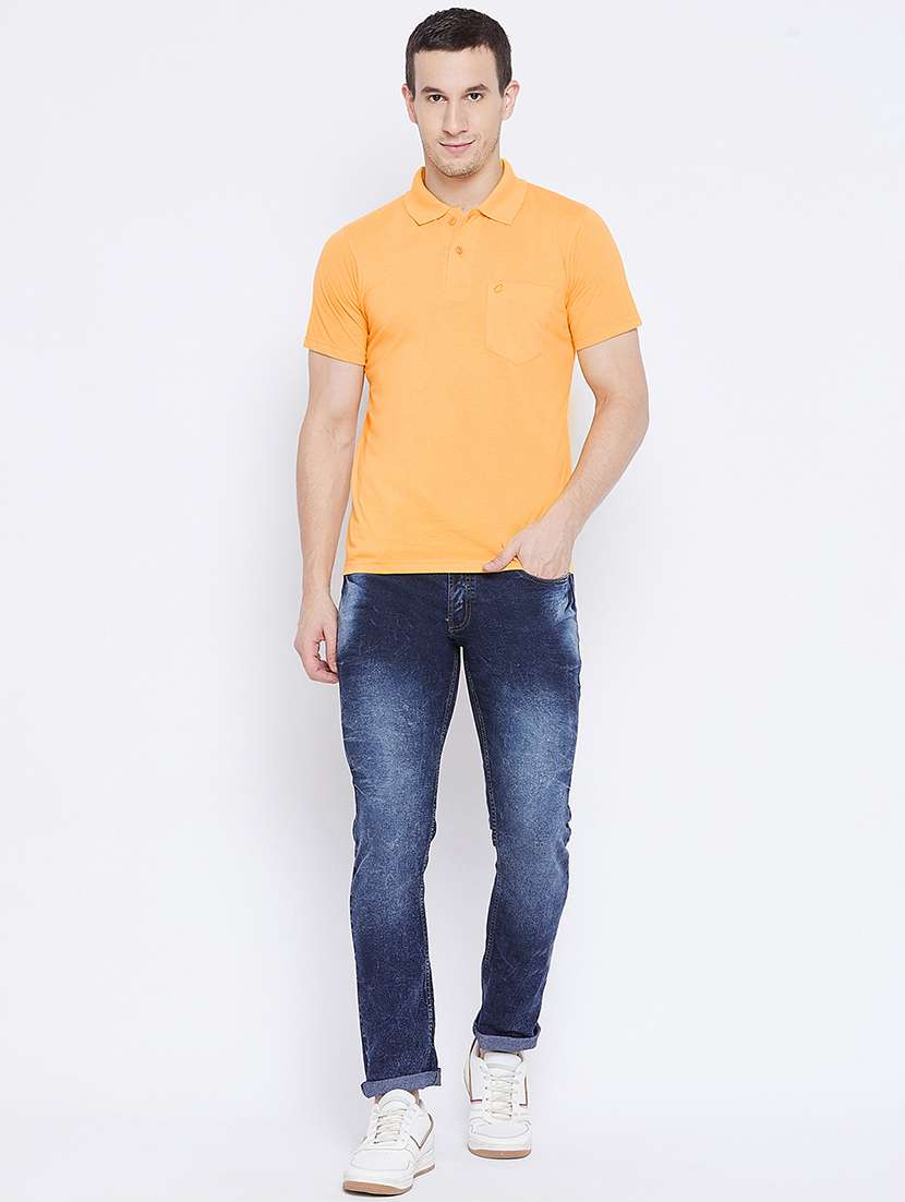 orange solid polo t-shirt - 17888322 -  Standard Image - 3