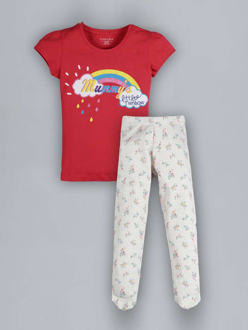 round neck printed full length sets 