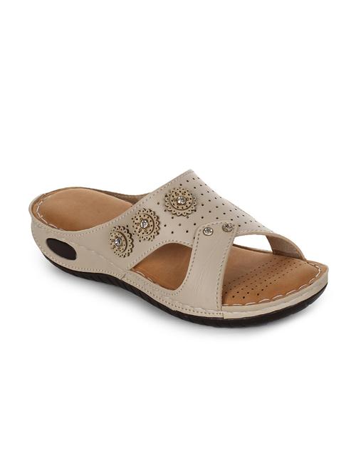 beige synthetic slip on sandals - 17892610 -  Standard Image - 0