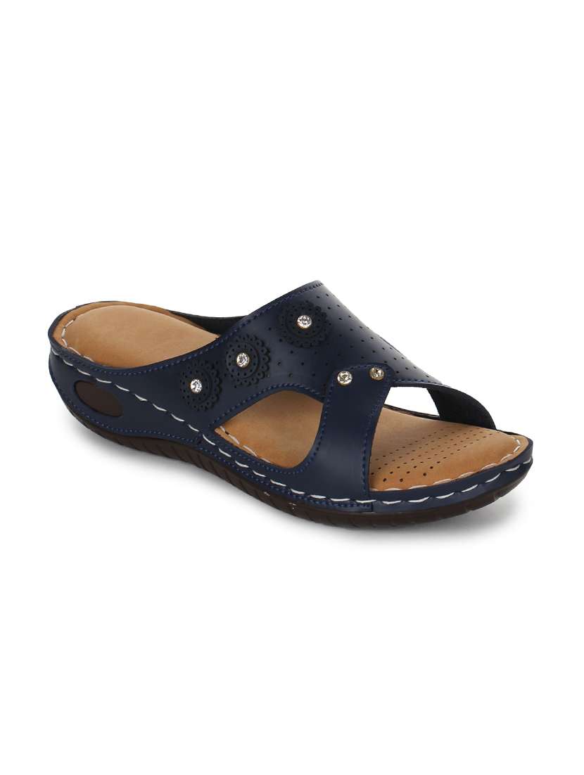 blue synthetic slip on sandals - 17892611 -  Zoom Image - 0