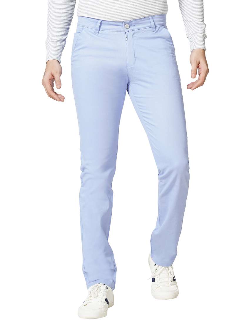 light blue solid flat front formal trouser