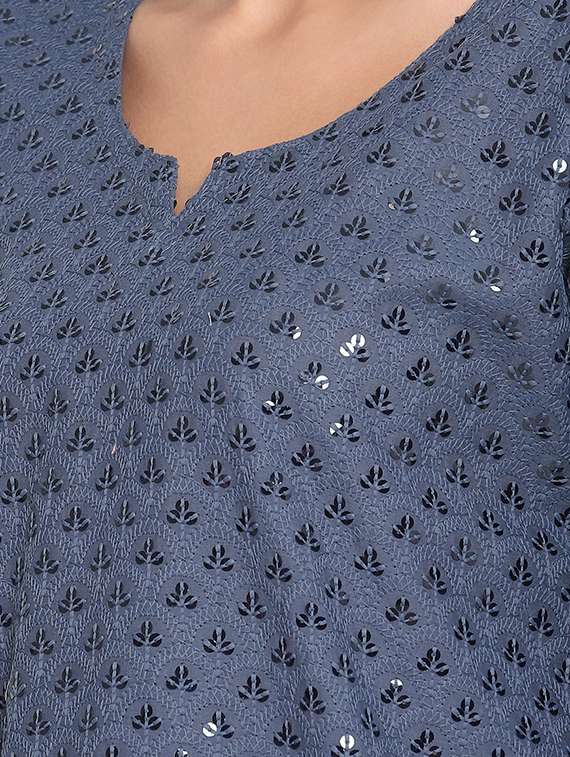 chikankari straight kurta - 17894241 -  Standard Image - 3